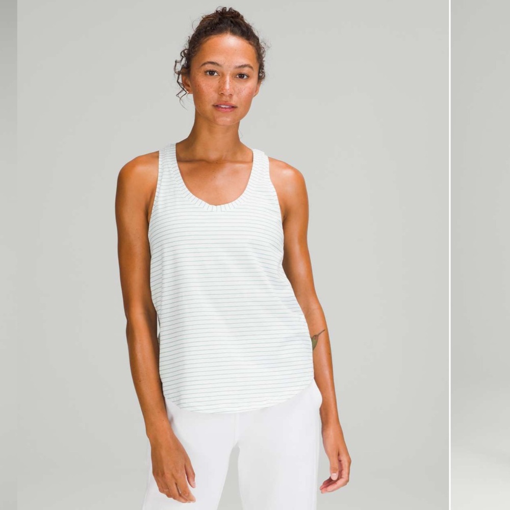 Lululemon Love Tank Top Synchronise Stripe White Maldives Green Size 4
